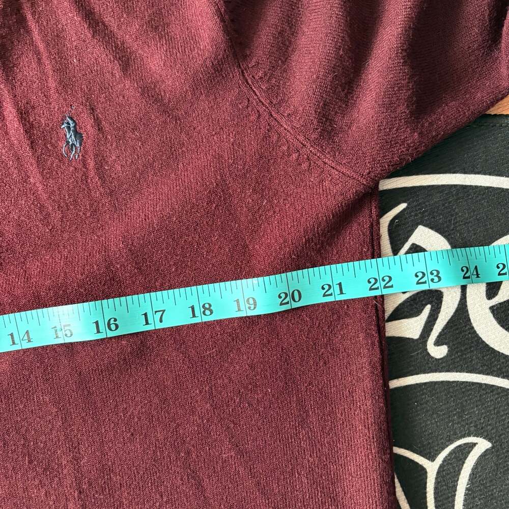 Polo Ralph Lauren 100% Cashmere V-Neck Sweater Burgundy - Picture 5 of 6